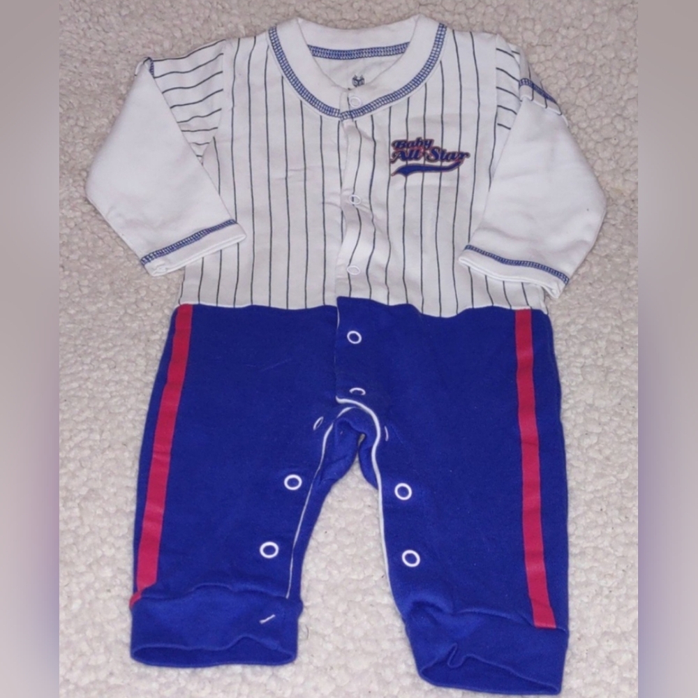 Baby Aspen Blue and White One Piece Size 0-6M